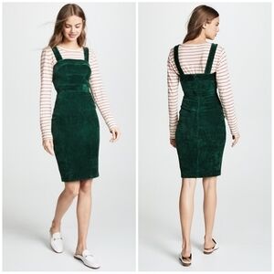 Amanda Uprichard NewYork Women's Small Corduroy Jumper Mini Dress Emerald Green